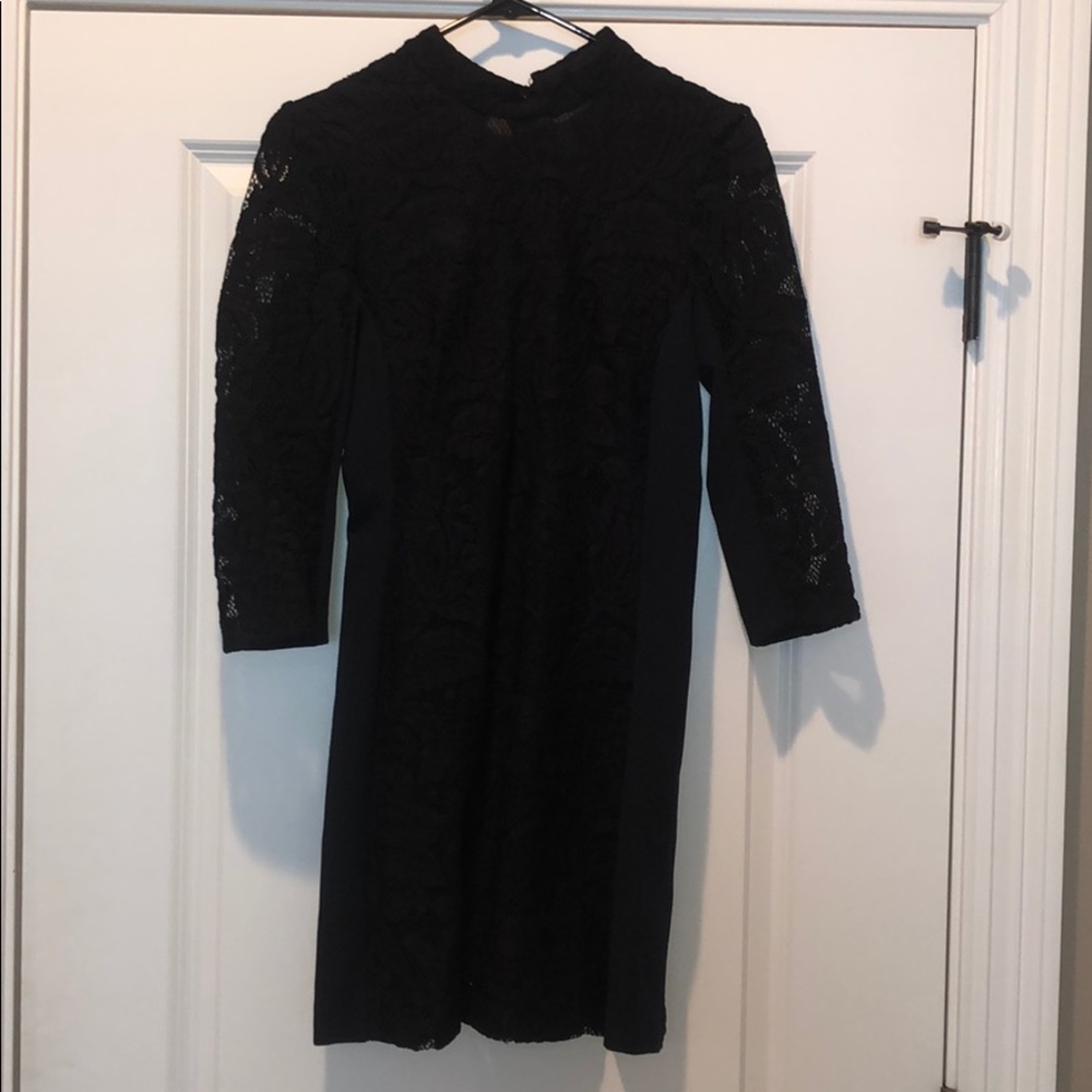 Dark navy lace quarter sleeve dress